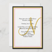 Roos Roze Goud Monogram Huwelijksreceptie Kaart (Achterkant)