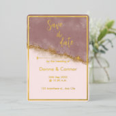 Roos Roze & Goud Save the Date Wedding Invitation Folie Uitnodiging (Staand Voorkant)