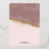 Roos Roze & Goud Save the Date Wedding Invitation Folie Uitnodiging (Achterkant)