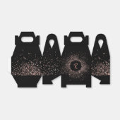 Roos roze goud & zwart glitter Lijst monogram Bedankdoosjes (Uitgevouwen)