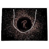Roos roze goud & zwart glitter Lijst monogram Groot Cadeauzakje (Voorkant)