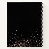 Roos roze goud & zwart glitter Lijst monogram Notitieboek (Achterkant)