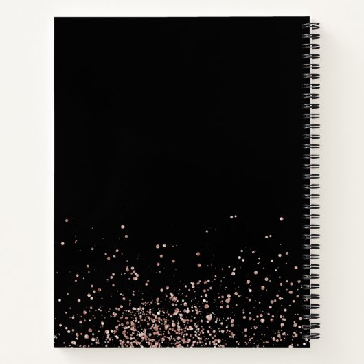 Roos roze goud & zwart glitter Lijst monogram Notitieboek (Achterkant)