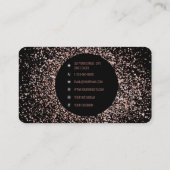 Roos roze goud & zwart glitter Lijst monogram Visitekaartje (Achterkant)