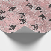 Roos roze goud & zwarte driehoeken Patroon overspo Cadeaupapier (Hoek)