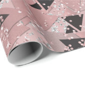 Roos roze goud & zwarte driehoeken Patroon overspo Cadeaupapier (Rol Hoek)