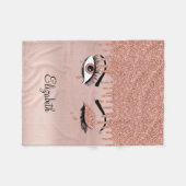 Roos roze goudas Drijvende glitter Fleece Deken (Voorkant (Horizontaal))