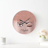 Roos roze goudas Drijvende glitter Grote Klok (Huis)