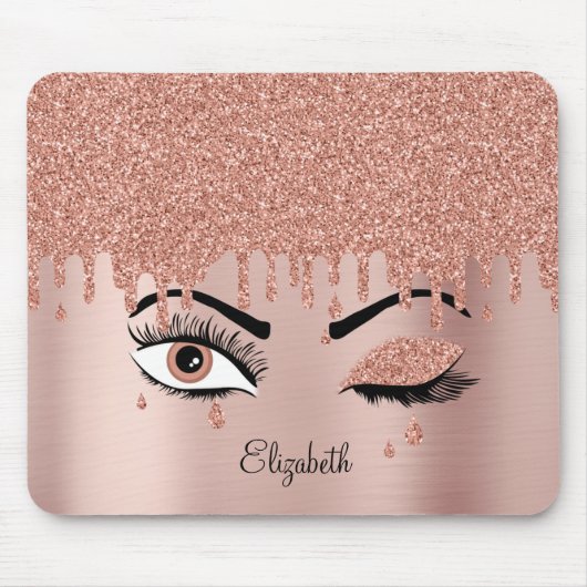 Roos roze goudas Drijvende glitter Muismat (Voorkant)