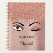 Roos roze goudas Drijvende glitter Planner (Voorkant)