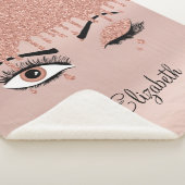 Roos roze goudas Drijvende glitter Sherpa Deken (3/4)