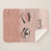 Roos roze goudas Drijvende glitter Sherpa Deken (Voorkant (horizontaal))