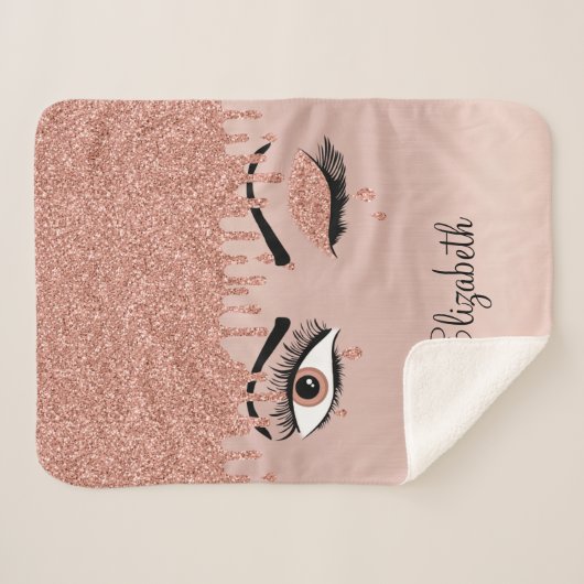 Roos roze goudas Drijvende glitter Sherpa Deken (Voorkant (horizontaal))