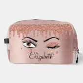Roos roze goudas Drijvende glitter Toilettasje (Voorkant)