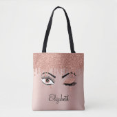 Roos roze goudas Drijvende glitter Tote Bag (Voorkant)