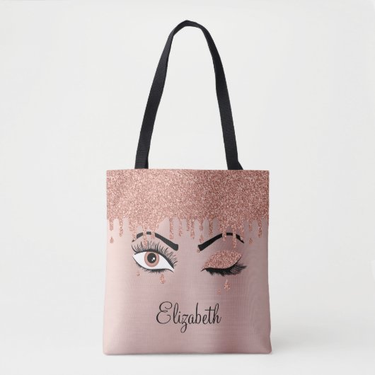 Roos roze goudas Drijvende glitter Tote Bag (Voorkant)