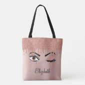 Roos roze goudas Drijvende glitter Tote Bag (Achterkant)