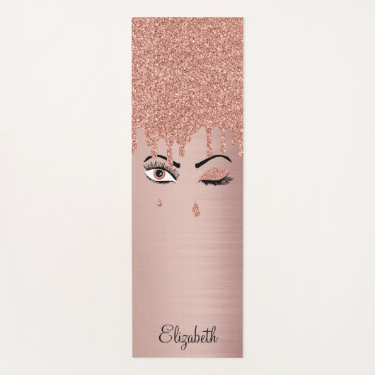 Roos roze goudas Drijvende glitter Yogamat (Voorkant)