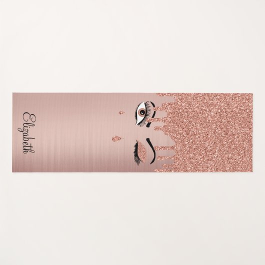 Roos roze goudas Drijvende glitter Yogamat (Voorkant (horizontaal))