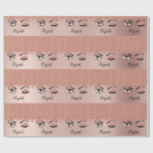 Roos roze goudas Drijvende glitternaam Cadeaupapier (Vlak)