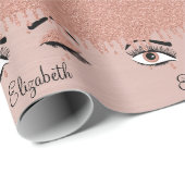 Roos roze goudas Drijvende glitternaam Cadeaupapier (Rol Hoek)