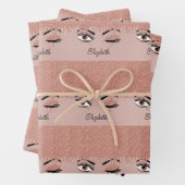 Roos roze goudas Drijvende glitternaam Inpakpapier Vel (In situ)