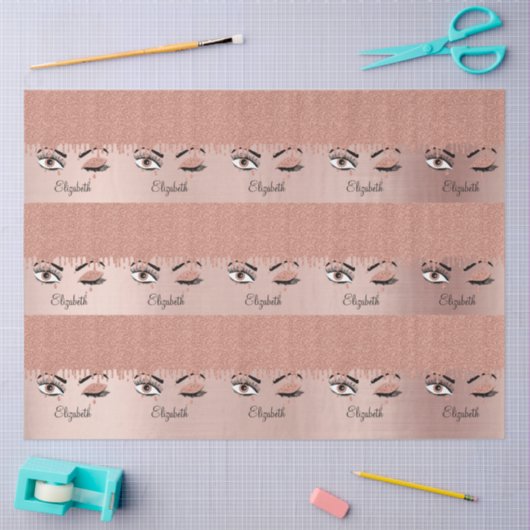 Roos roze goudas Drijvende glitternaam Tissuepapier (Craft)