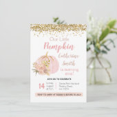 Roos Roze Gouden Pompoen 1e Verjaardag Kaart (Staand voorkant)