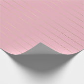 Roos Roze Gouden Strepen Glam Glanzend Design Stij Cadeaupapier (Hoek)