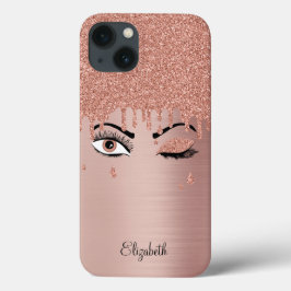 Roos roze gouden wimpers druppelen Case-Mate iPhone case