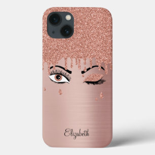 Roos roze gouden wimpers druppelen Case-Mate iPhone case