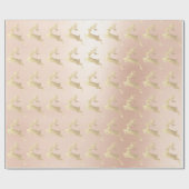 Roos Roze goudrendierfeestdag kerstcadeautje Cadeaupapier (Vlak)