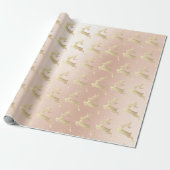 Roos Roze goudrendierfeestdag kerstcadeautje Cadeaupapier (Uitgerold)