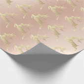 Roos Roze goudrendierfeestdag kerstcadeautje Cadeaupapier (Hoek)