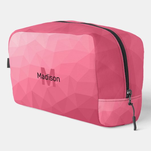 Roos roze gradiënt geometrisch maaspatroon Monogra Toilettasje (Rechterhoek)