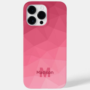 Roos roze gradiënt Geometrische maanpatronen Monog Case-Mate iPhone 14 Pro Max Hoesje