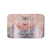 Roos Roze grijze Glitter Naam Monogram Makeup Badmat (Voorkant)
