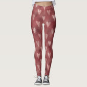 Roos roze grote lieve harten leggings (Voorkant)