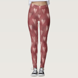 Roos roze grote lieve harten leggings