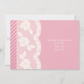 Roos Roze, Ivory Floral Lace Baby shower Invite Kaart (Achterkant)
