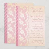 Roos Roze, Ivory Floral Lace Vrijgezellenfeest Inv Kaart (Voorkant / Achterkant)