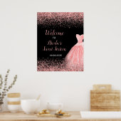 Roos Roze Jurk Faux Glitter Sweet 16 Welkom Poster (Keuken)