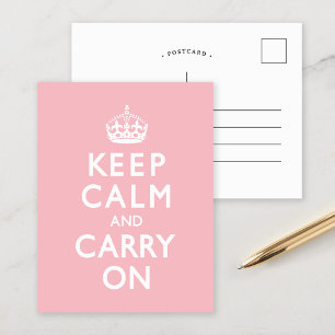 Roos Roze kalm houden en doorgaan Briefkaart