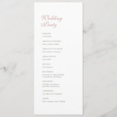 Roos Roze kant bruiloft Programmakaart (Achterkant)