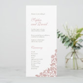  Roos Roze kant bruiloft Programmakaart (Staand voorkant)