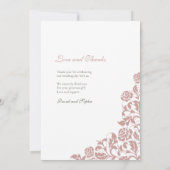  Roos Roze kant Foto bruiloft  Bedankkaart (Achterkant)