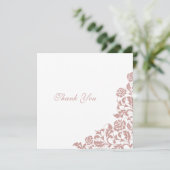  Roos Roze kant plein huwelijk Bedankkaart (Staand voorkant)