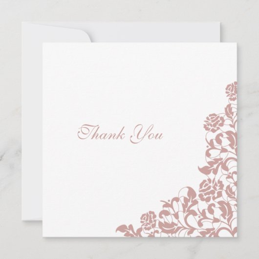  Roos Roze kant plein huwelijk Bedankkaart (Voorkant)