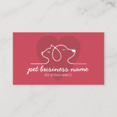 Roos Roze kat en hond samen in het hart Visitekaartje (Voorkant)