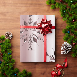 Roos Roze kerstsnowflakes Cadeaupapier